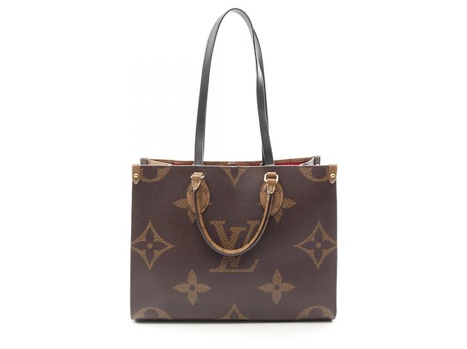 Bolsa Tote 2-Way Louis Vuitton OnTheGo MM Monogram Giant Reverse Marrom Bege