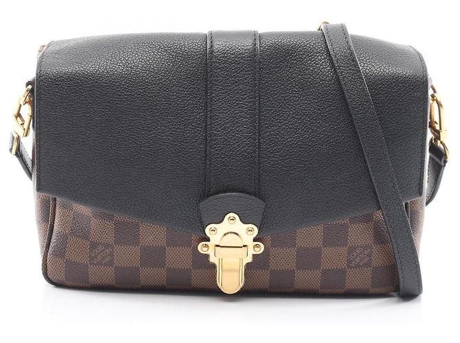Borsa a tracolla Louis Vuitton Clapton Marrone Nero Damier ebene