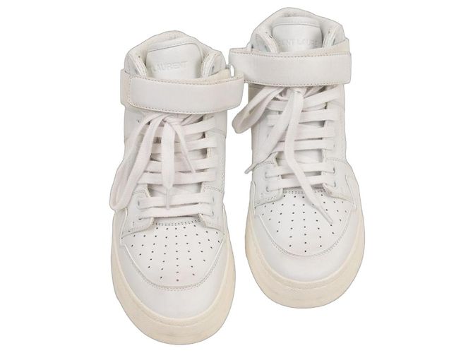 Saint Laurent Lax Leder-Sneaker Weiß
