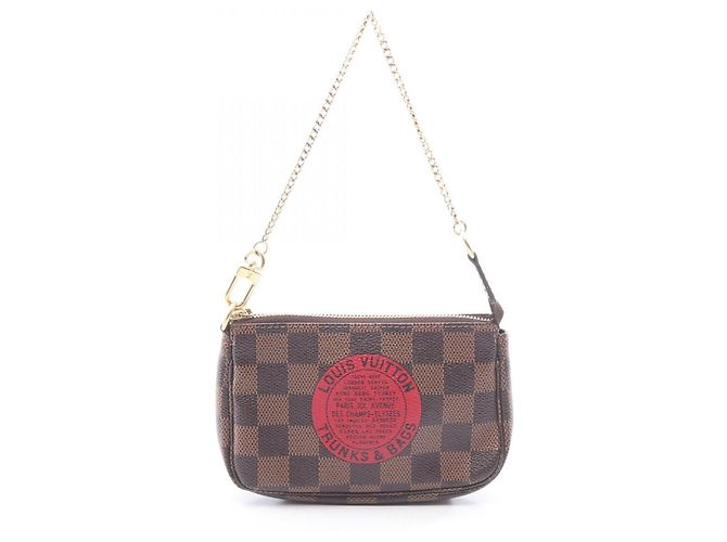 Louis Vuitton Mini Pochette Accessoires Marrone Rosso Damier ebene