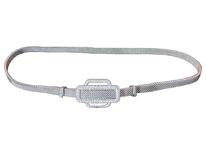 Pulsera Hermès Attelage de oro blanco y diamantes Plata
