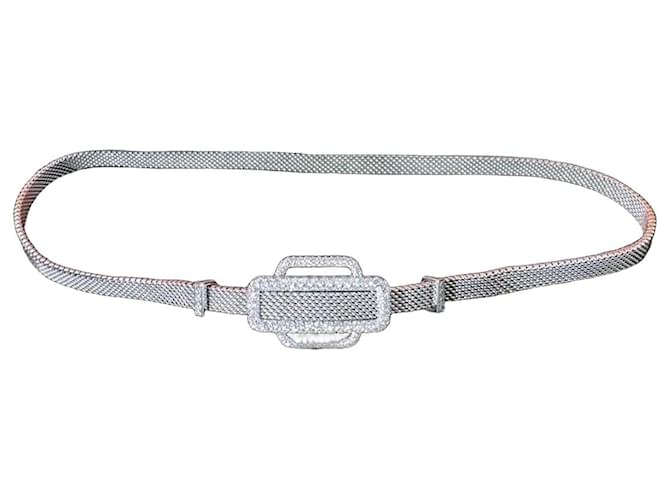 Hermès Attelage White Gold and Diamond Bracelet Silvery 