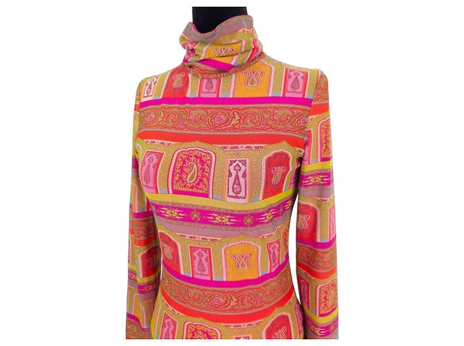 Pull Col Roulé en Mesh Etro Imprimé Rose Multicolore