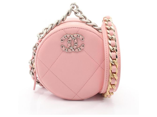 Borsa a tracolla 2-way Chanel 19 Matelassé Round Mini Rosa