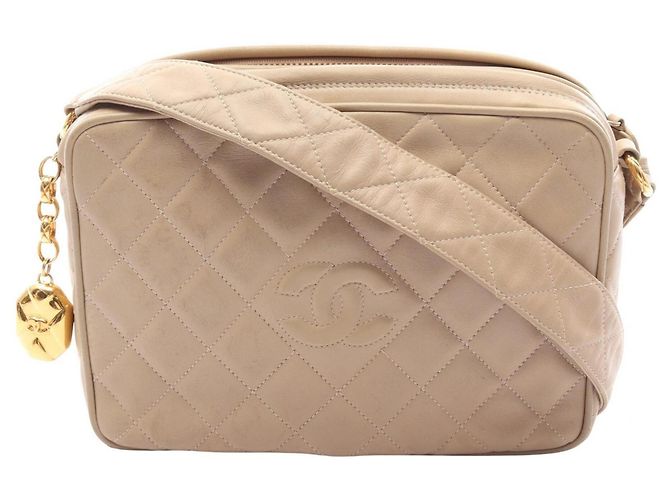Bolsa de Ombro Chanel Coco Mark Diamond Stitch Bege