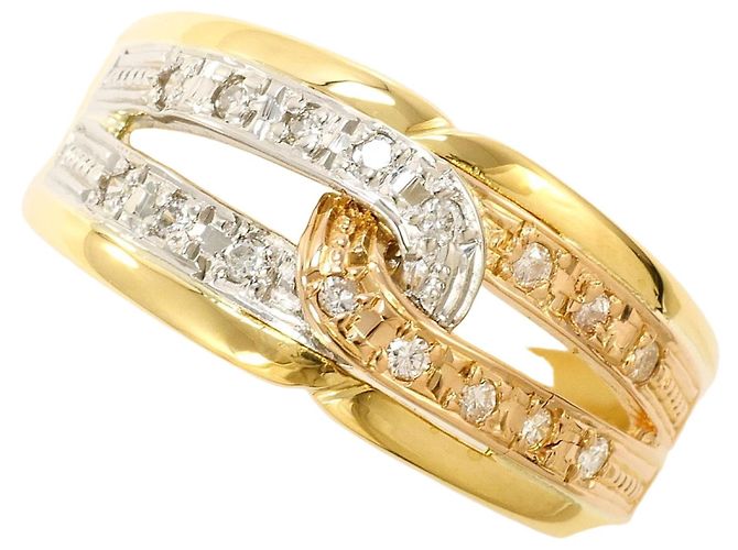 Autre Marque Bague anneau en platine et or avec diamant Doré