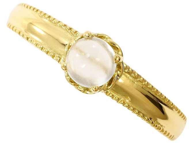 Autre Marque Anel de banda em ouro amarelo 18K com pedra da lua Dourado