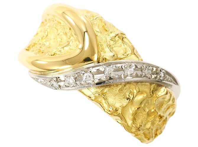 Autre Marque Aliança de platina e ouro amarelo com diamantes Dourado