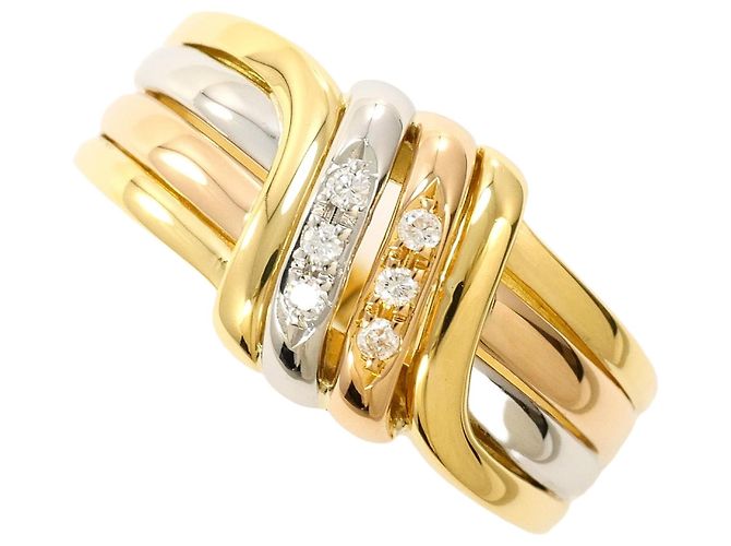 Autre Marque Anel elegante de platina e ouro com diamante Dourado