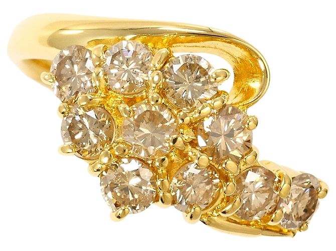 Autre Marque 18K Gelbgold-Ring mit braunem Diamanten Golden