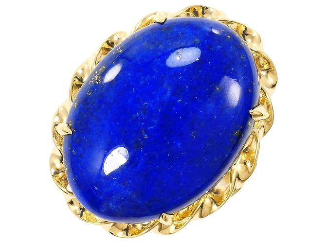 Autre Marque Anillo de banda en oro amarillo de 18K con Lapis Lazuli Dorado