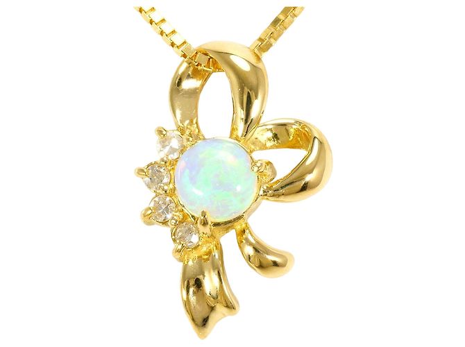 Autre Marque Collana in oro giallo 18K con opale e diamante D'oro