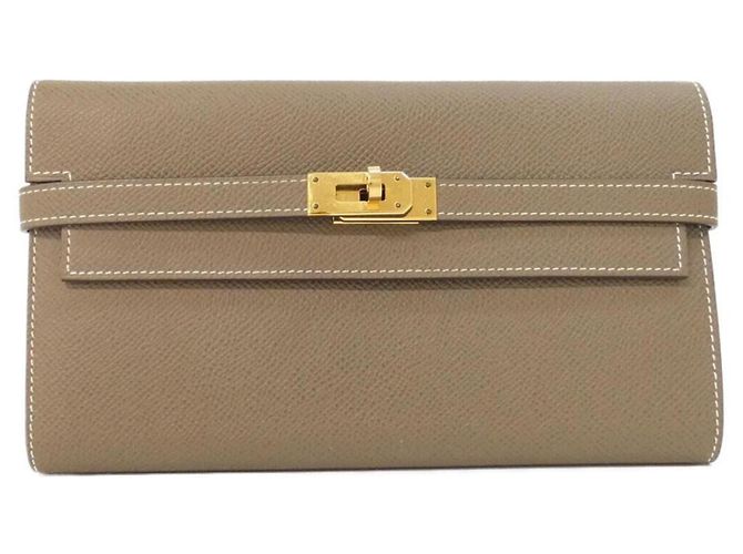 Hermès Cartera Bi-Fold Hermes Kelly Classic Gris pardo