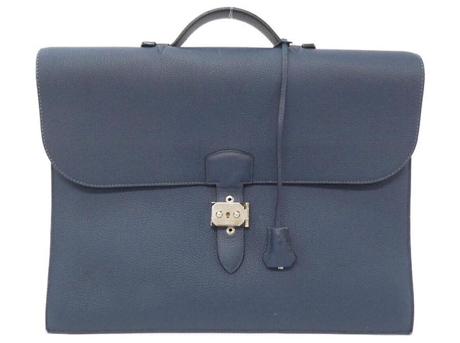 Hermès Hermes Sac à Dépêches Multi-pocket Handbag Noir Bleu
