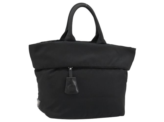 Borsa Reversibile PRADA Nylon Nero Argento Auth 182129A