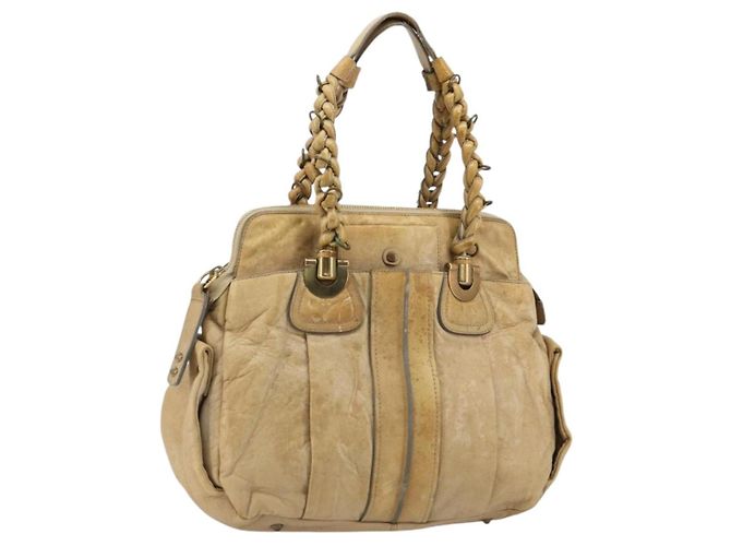 Chloé Sac à main Chloe en cuir beige or Auth 180029 Doré
