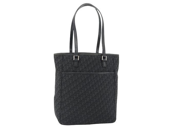 Borsa a Spalla Christian Dior Trotter Canvas Nera Argento Auth 182504A Nero