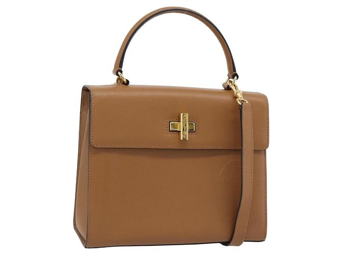 Céline Sac à main CELINE en cuir 2way Marron Or Auth 182814 Doré