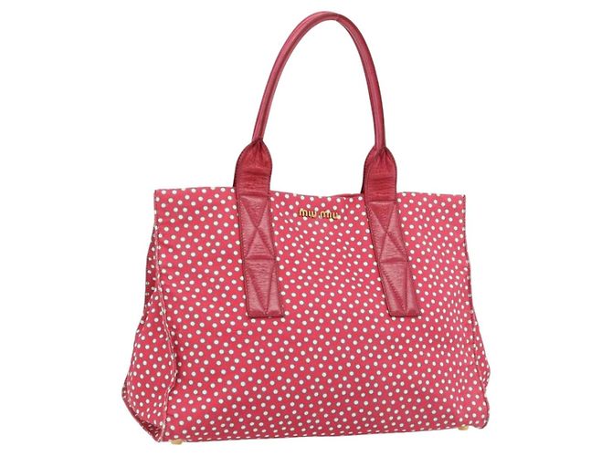 Borsa Tote Miu Miu Canvas Gold Red Auth 182084A Rosso D'oro
