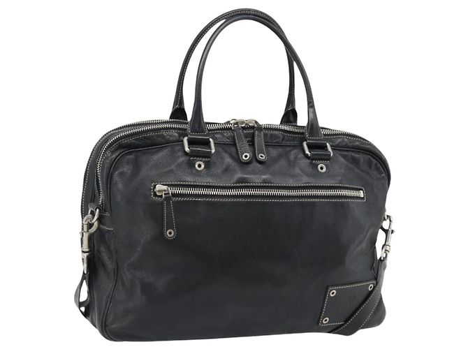 Borsa a tracolla GUCCI in pelle 2way Nero Argento Auth ka4484