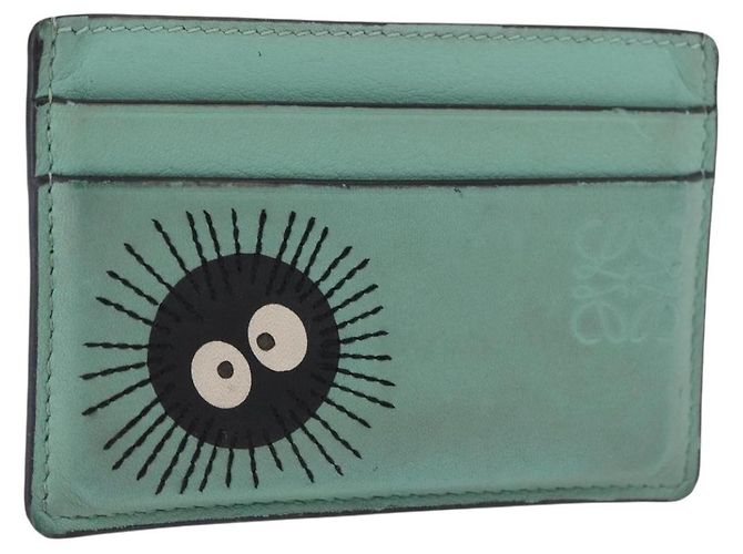 LOEWE �~ Studio Ghibli Susuwatari Spirited Away Card Case Leather Auth 167363M Green