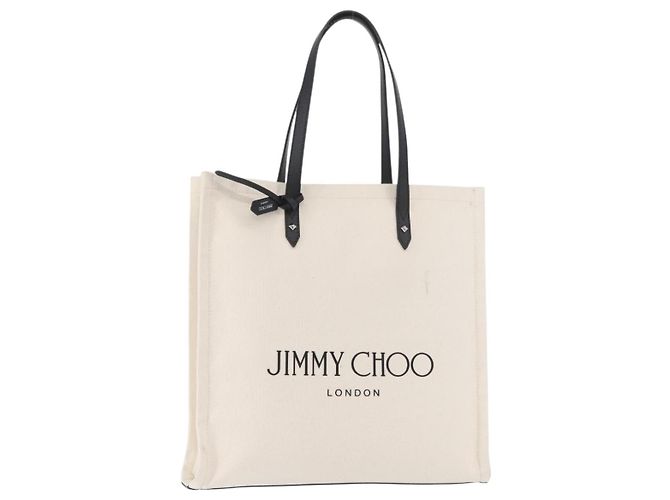 Jimmy Choo Tote Bag Canvas Ivory Silver Auth bs35392A Silber Roh