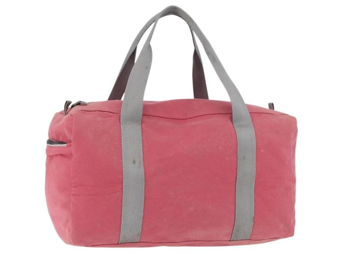 PRADA Boston Bag Canvas Pink Silver Auth 181809 Silvery