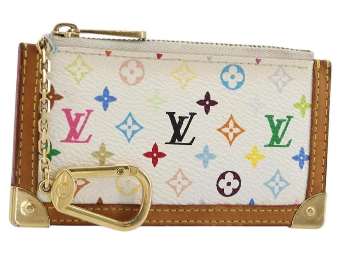 LOUIS VUITTON Monogram Multicolor Pochette Cles Purse White M92655 Auth 171283