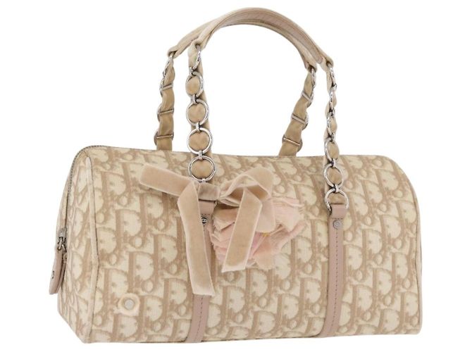 Borsa Christian Dior Trotter Canvas Romantic PVC Beige Silver Auth yk20375SAV Argento