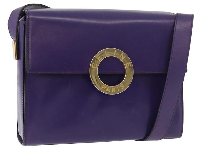 Céline Borsa a Spalla CELINE Circle in Pelle Viola e Oro Autentica 181402A D'oro Porpora