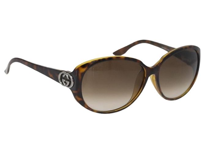 GUCCI Tortoise Pattern Sunglasses Plastic Brown Silver Auth BA13261 Silvery