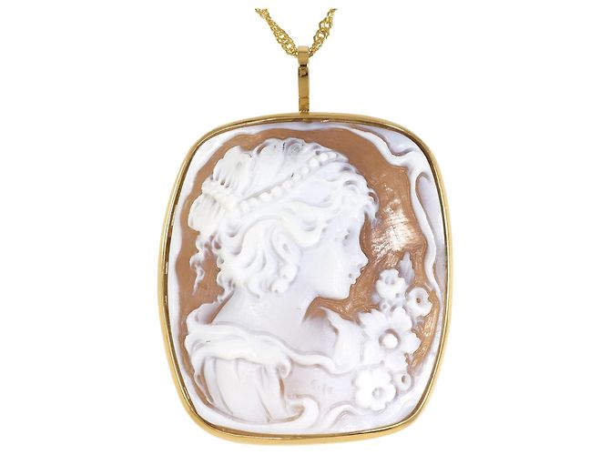 Autre Marque Collar de oro amarillo de 18K con camafeo de concha Dorado