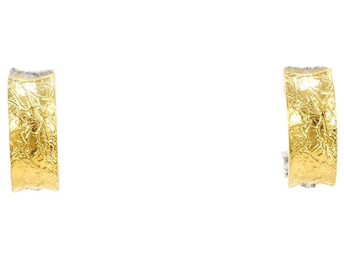Autre Marque Orecchini a cerchio in oro giallo 18K e platino D'oro