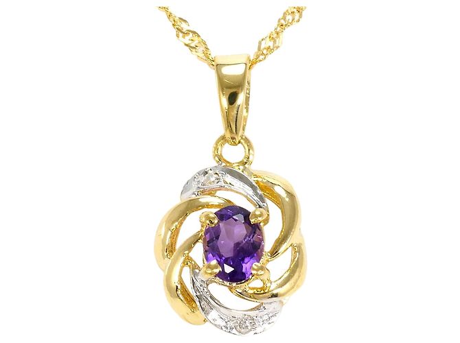 Autre Marque 18K Goldhalskette mit Amethyst und Diamant Golden