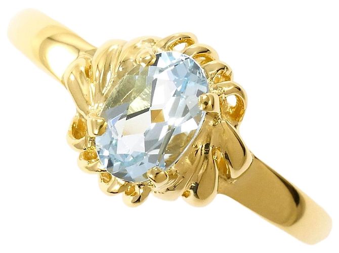 Autre Marque 18K Gelbgoldring mit Aquamarin Golden