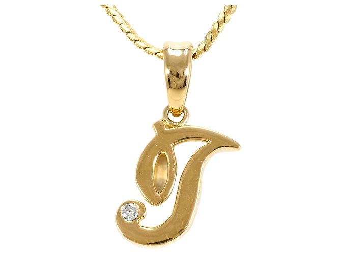 Autre Marque 18K Gelbgoldhalskette mit Diamant Golden