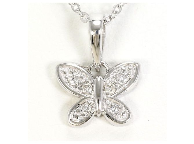 Autre Marque Collar de oro blanco de 18K con diamante Dorado