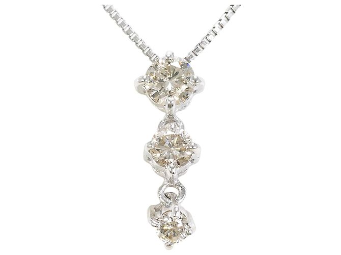 Autre Marque Collar de oro blanco de 18K con diamante Dorado