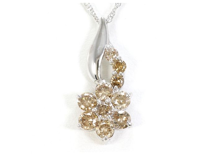 Autre Marque 18K Weißgoldkette mit braunem Diamanten Golden