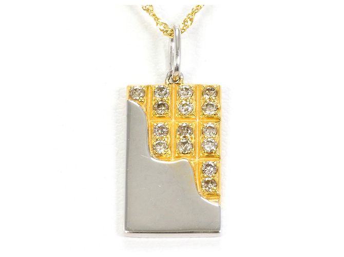 Autre Marque Collar de oro amarillo de 18K con diamante marrón Castaño Dorado
