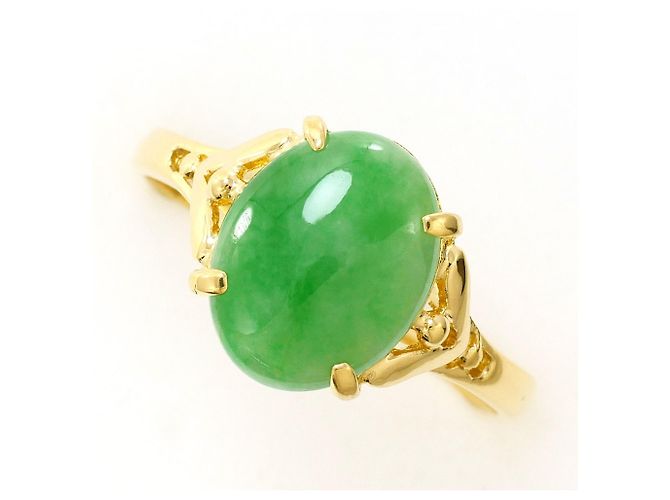 Autre Marque Anillo de banda en oro amarillo de 18K con jade Dorado