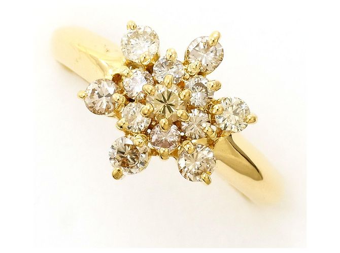 Autre Marque 18K Gelbgold-Ring mit braunem Diamanten Golden