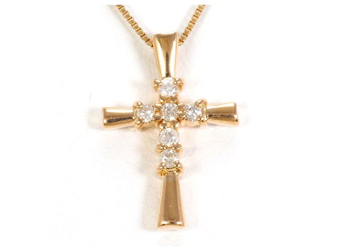 Autre Marque Collar de oro rosa de 14K con diamante Dorado