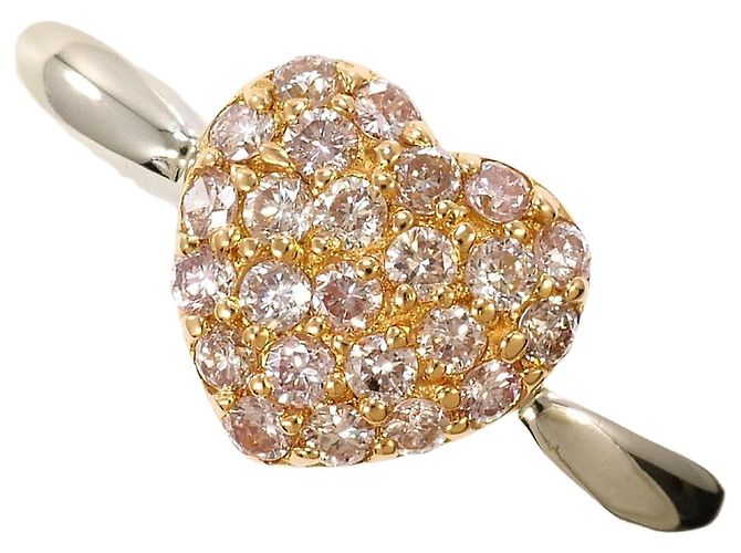 Autre Marque PT900 Platin- und Roségold-Ring mit Diamant Pink Golden