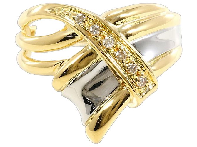 Autre Marque Platin- und Gelbgold-Ring mit Diamant Golden
