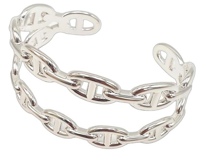 Hermès Pulsera doble Chaine d'Ancre Enchaînée de plata LG