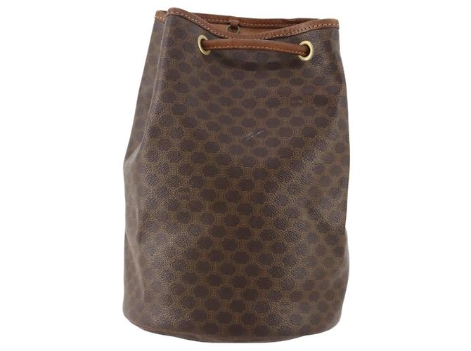 Céline Celine Vintage Macadam Canvas and Leather Marron