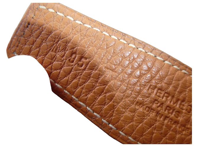 Hermès black leather belt Brown