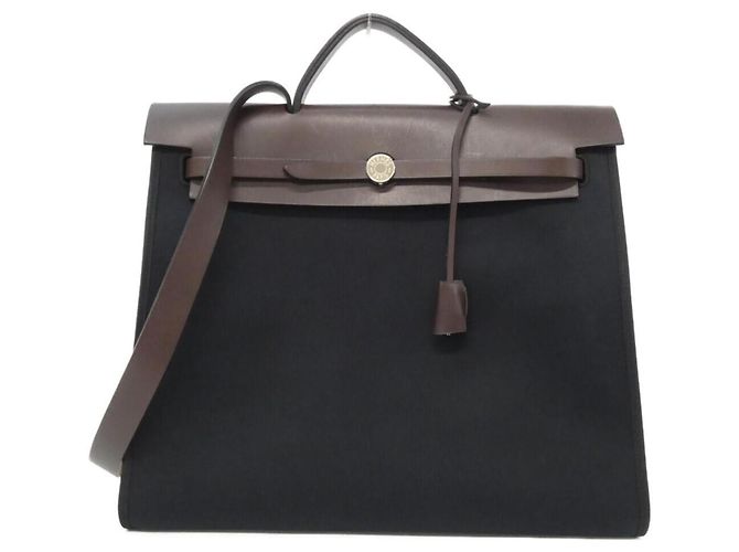 Hermès Hermes Herbag Zip MM Handbag Black Damier ebene