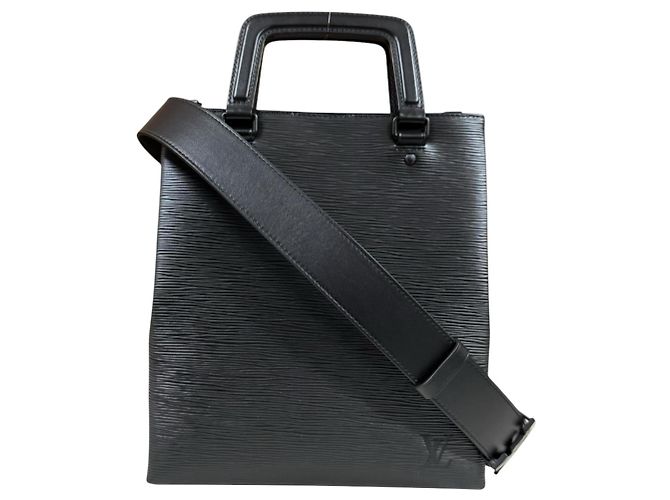 Louis Vuitton Sac Plat Fold Epi Shoulder Bag Noir